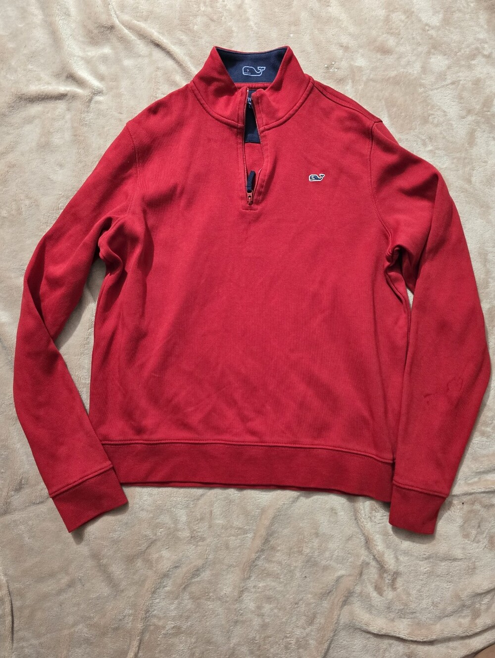 Vineyard Vines red saltwater quarter-zip pullover made of cotton  Size 16